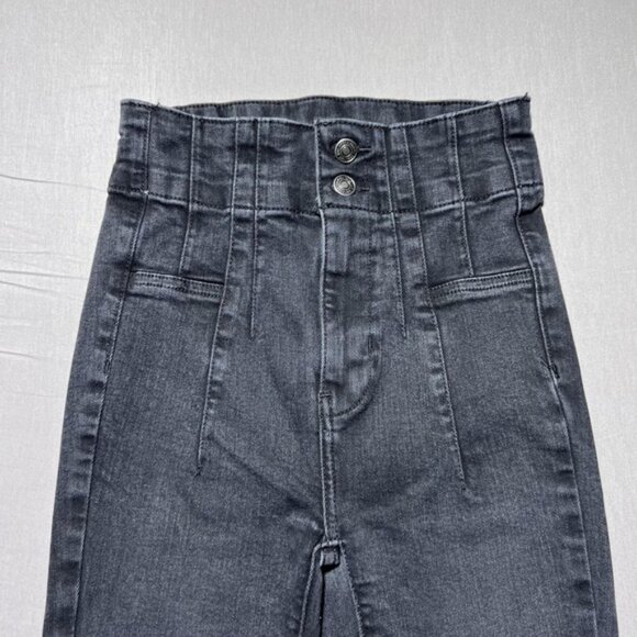 We The Free Jayde Jeans Womens 25 Gray High Rise Retro Flare Waist Double Button - Picture 6 of 15